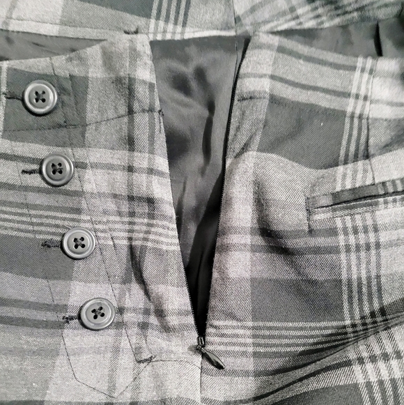 GAP Stretch Plaid Gray Button Detail Skirt Size 4 Career Preppy Lined Side  Zip - Picture 7 of 14